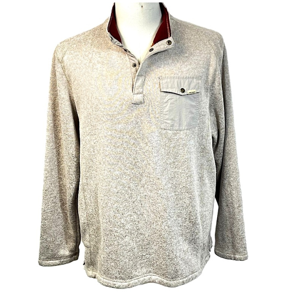 WOOLRICH Men’s Pokey Quarter Button Snap Fleece Pullover With Wheat Size XL